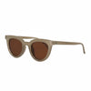 Beige sunglasses with brown lenses on a white background