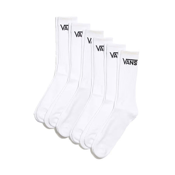 Vans Classic Crew White Socks - 6 Pack